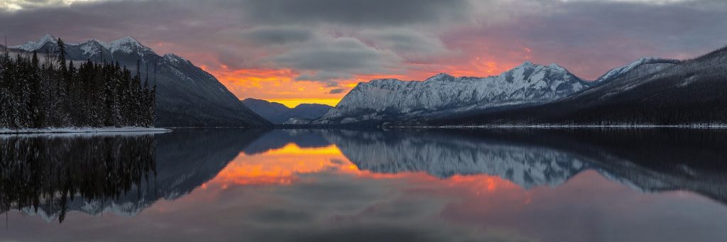 montana, mountains, lake, state, us state, sunset